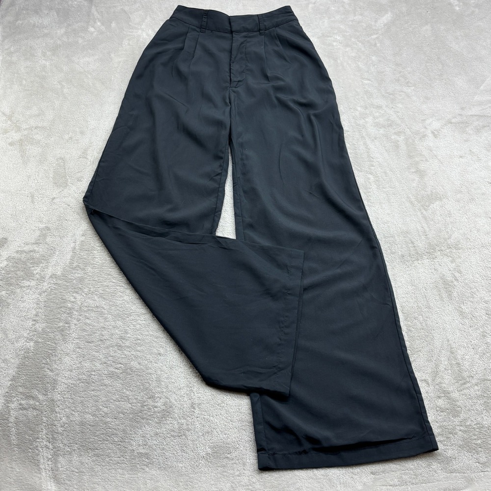 Abercrombie & Fitch Trouser Women XS Black Pleated Wide Leg HR Quiet Luxury Pant